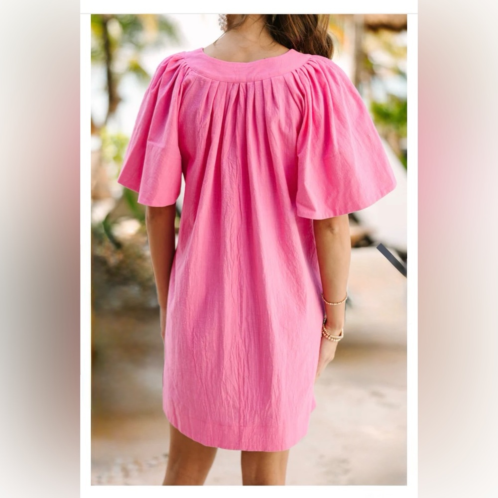 Rose Red Cotton Dress Flutter Sleeve Mint Julep Boutique NWT Medium - Picture 3 of 8